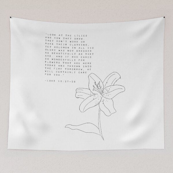 Item preview, Look at the lilies- Luke 12 bible verse minimalist lily line art designed and sold by Cherise Rochelle.