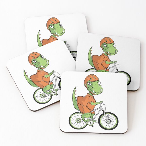 Item preview, T-rex Dinosaur Riding a Bicycle designed and sold by OnepixArt.