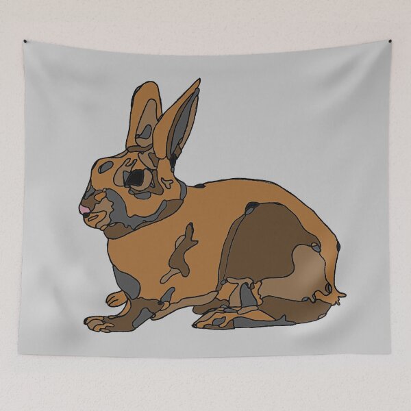 Item preview, minimalistic brown and grey pet bunny illustration designed and sold by The Red Shop.