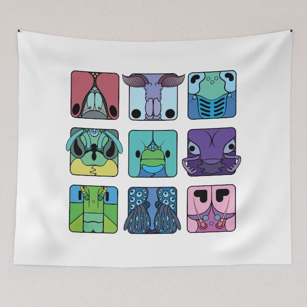 Item preview, Insect orders cartoon head squares (cool colour theme)  designed and sold by TiffanyYau.