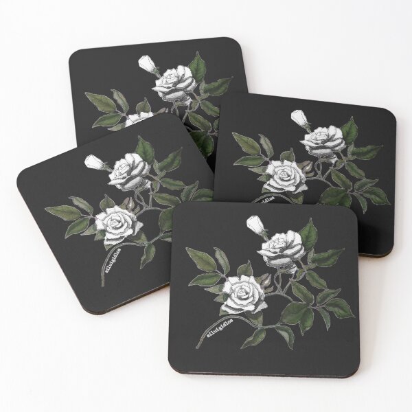 Item preview, White Roses black background designed and sold by Ailuigidlos.