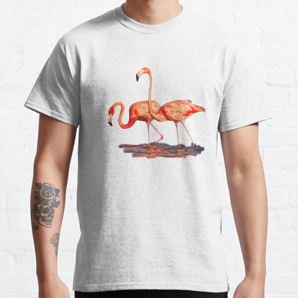 Pink Flamingos reflecting on water Classic T-Shirt