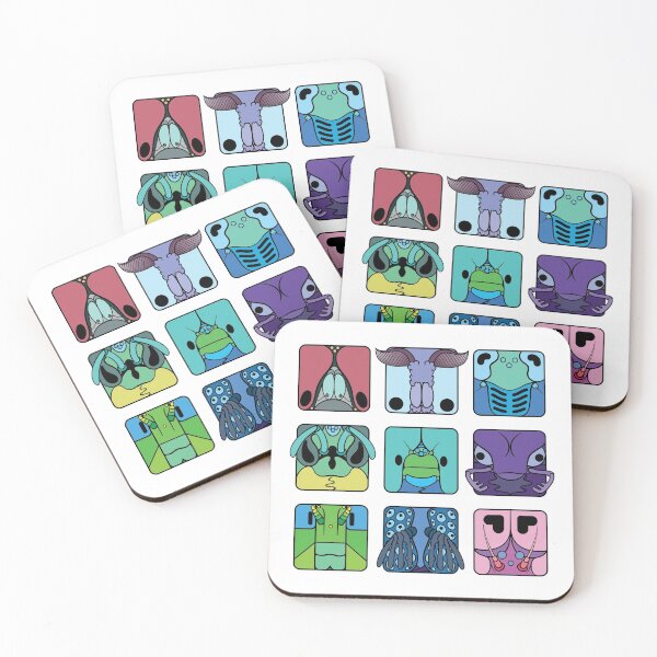 Item preview, Insect orders cartoon head squares (cool colour theme)  designed and sold by TiffanyYau.