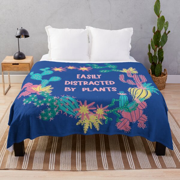 Item preview, Easily Distracted by Plants in blue and neon colors designed and sold by neopop.
