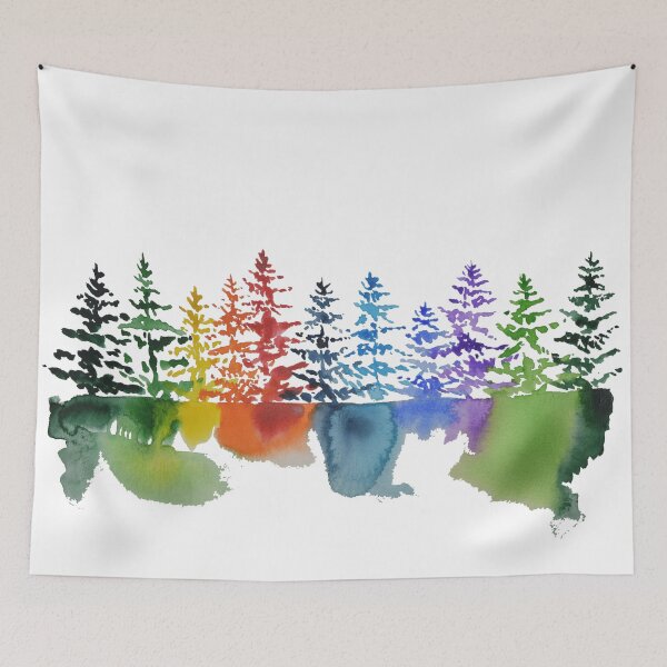Item preview, Watercolor Multi-Color Evergreens designed and sold by TripleMoonCrafts.