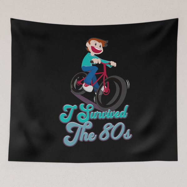 Item preview, I Survived  80's Retro Aesthetics, Joyful Boy on Bike designed and sold by RetroXpressions.