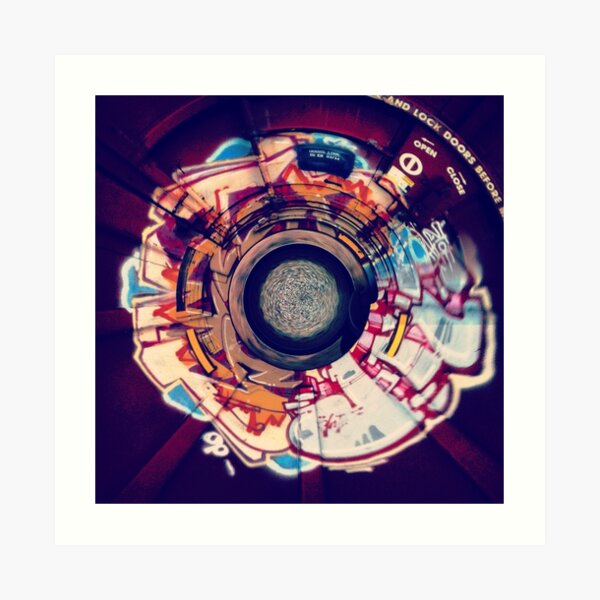 Stereographic Train Graffiti Art Print