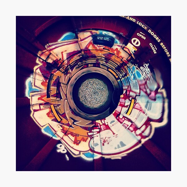 Stereographic Train Graffiti Photographic Print