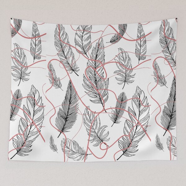 Item preview, Feathers Geometric Abstract Squiggle Lines Design Print designed and sold by LittleIconShop.