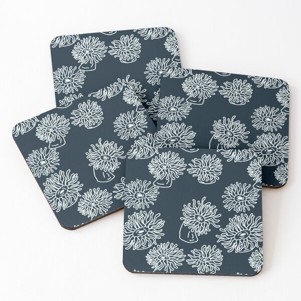 Item preview, Sea Anemones Pattern Dark blue and white designed and sold by Squiddllr.