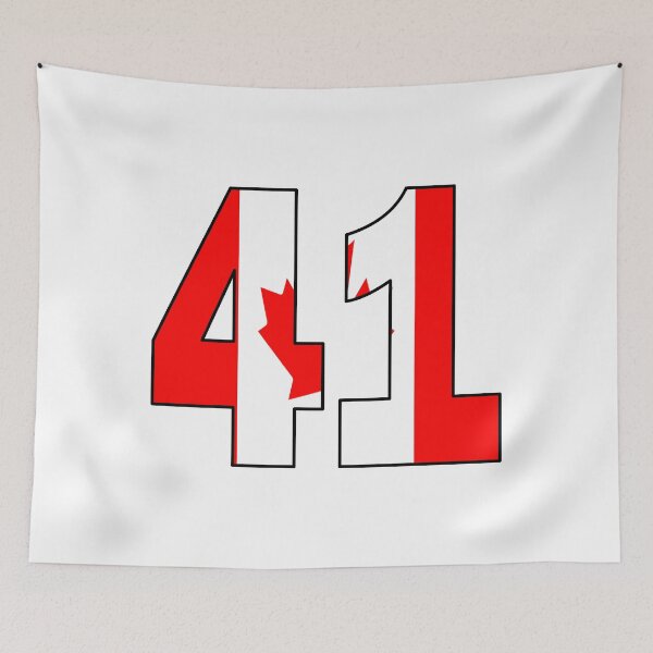 Item preview, Number 41 with Canadian flag on the background designed and sold by AllShirts21.