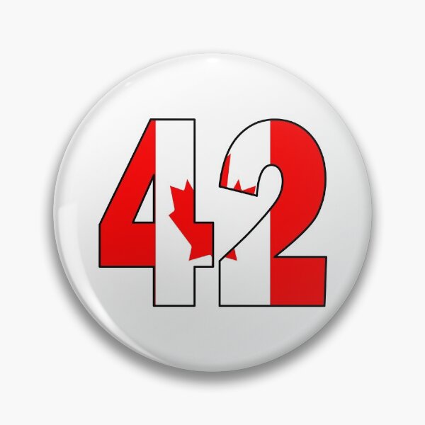Artikelvorschau, Nummer 42 mit kanadischer Flagge im Hintergrund entworfen und verkauft von AllShirts21.