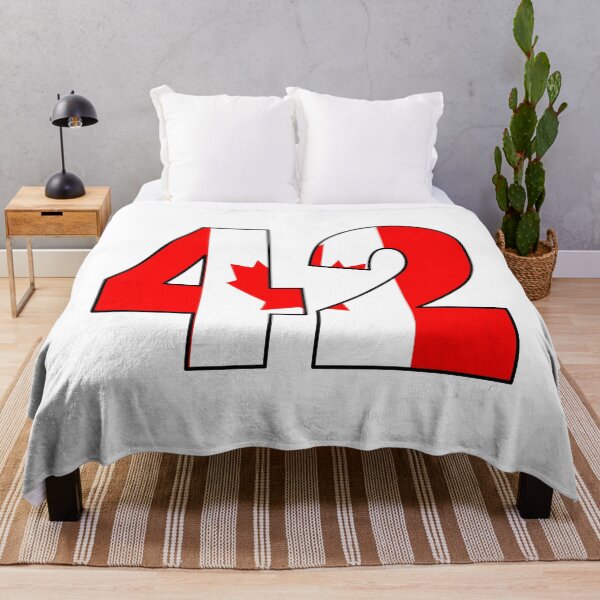 Item preview, Number 42 with Canadian flag on the background designed and sold by AllShirts21.