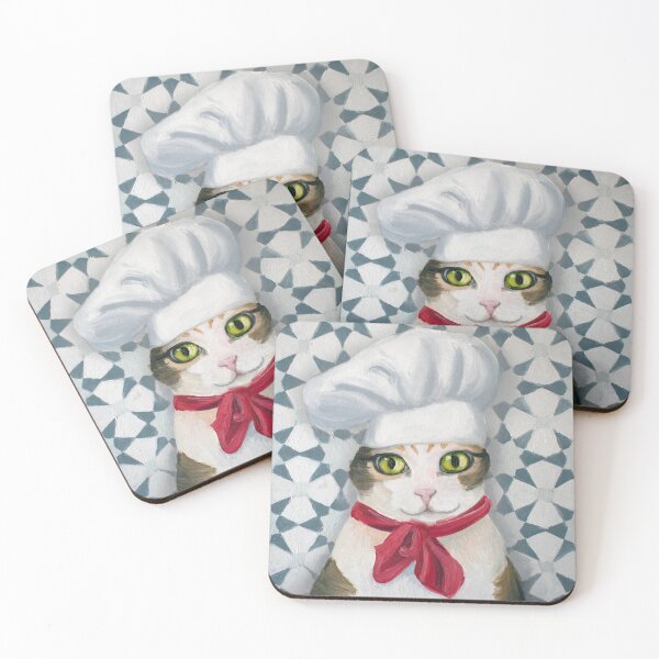 Item preview, Chef kitty with tiled background designed and sold by ElGatoPainter.