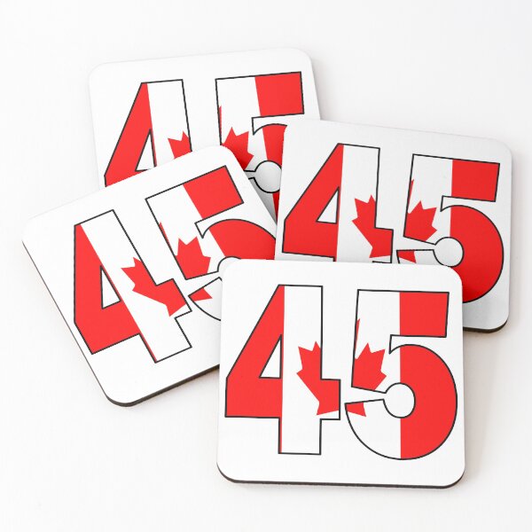 Item preview, Number 45 with Canadian flag on the background designed and sold by AllShirts21.