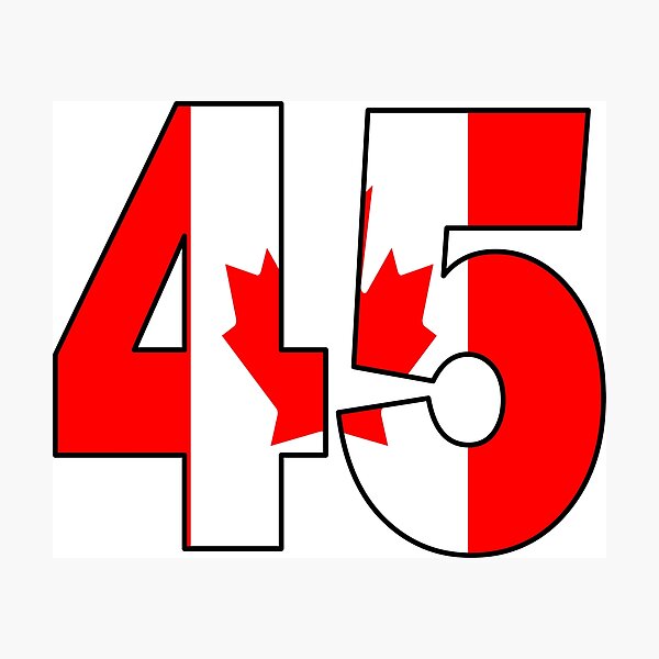 Item preview, Number 45 with Canadian flag on the background designed and sold by AllShirts21.