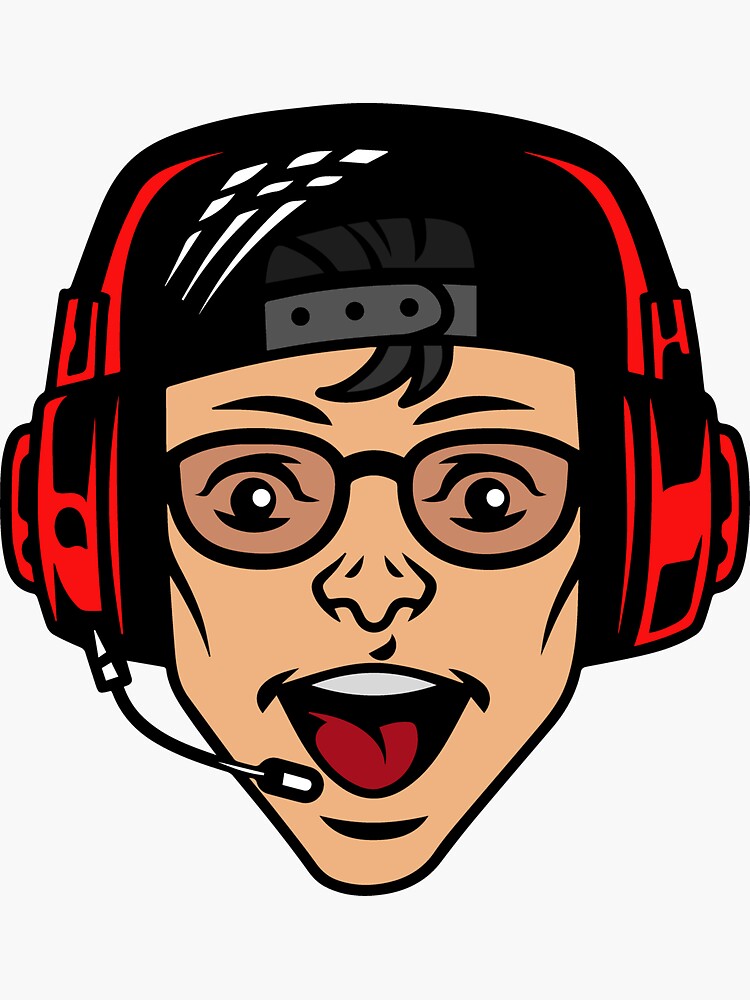 "face of a gamer playing games sticker , gift " Sticker for Sale by