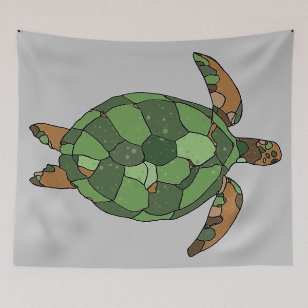 Item preview, minimalistic green ocean sea turtle swimming illustration designed and sold by The Red Shop.