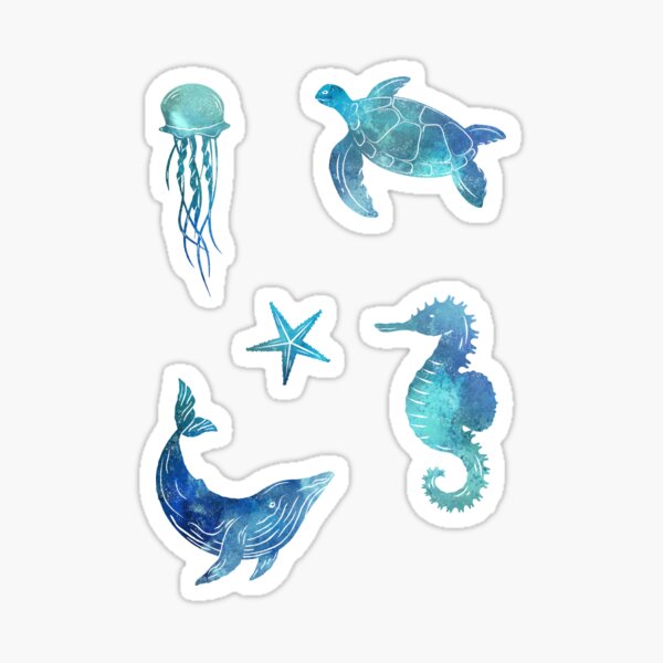 Artikel-Vorschau von Aquarell Meerestiere Set - Meeresbiologie Design, designt und verkauft von DesignsByPw.