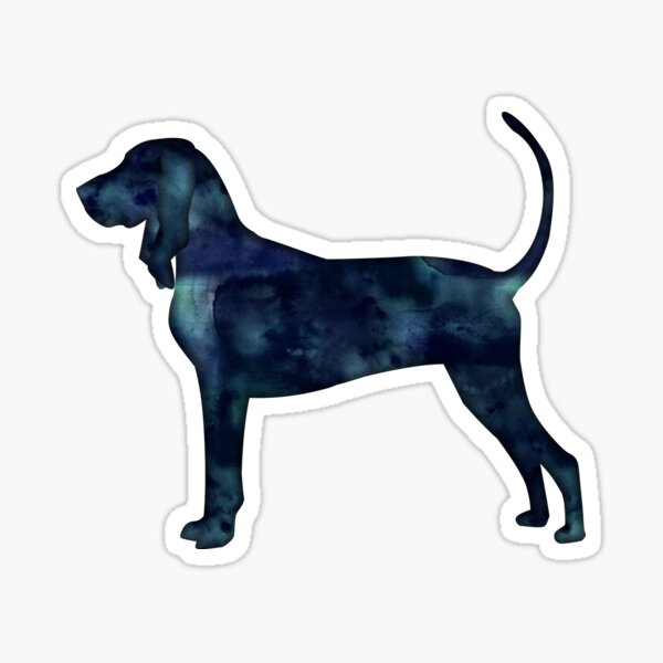 Black and Tan Coonhound Black Watercolor Silhouette Sticker