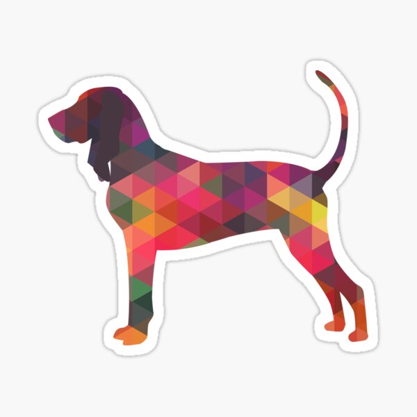 Black and Tan Coonhound Colorful Geometric Pattern Silhouette - Multi Sticker