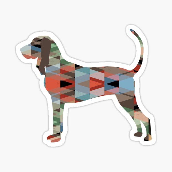 Black and Tan Coonhound Geometric Pattern Silhouette Plaid Sticker