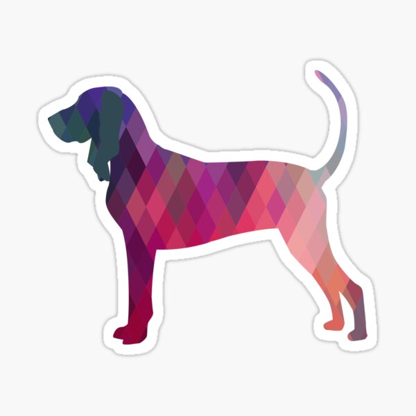 Black and Tan Coonhound Geometric Pattern Silhouette Pink Sticker