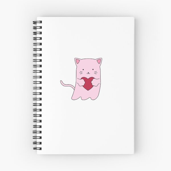 Item preview, Cute pink cat ghost holding heart designed and sold by hanameda.
