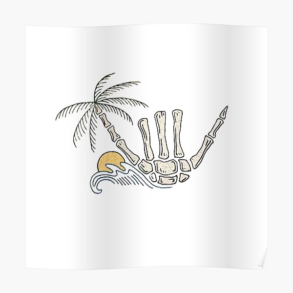 "Skeleton Shaka" Poster for Sale by OldSchoolRetro | Redbubble