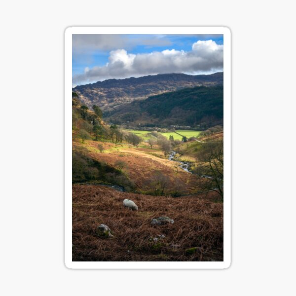 Welsh Landscape- from the Watkin path Sticker