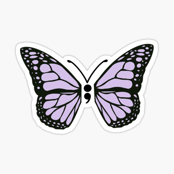 Mental Health Semicolon Pastel Butterfly Sticker