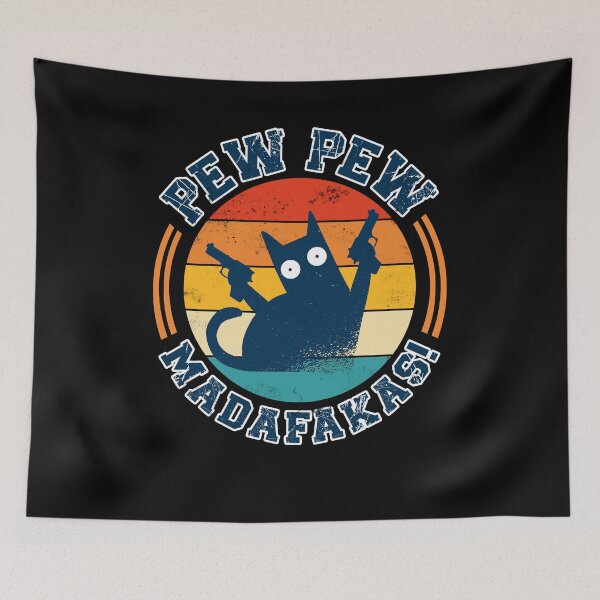 Item preview, Pew Pew Madafakas Crazy Cat With Gun Vintage designed and sold by Renergie.