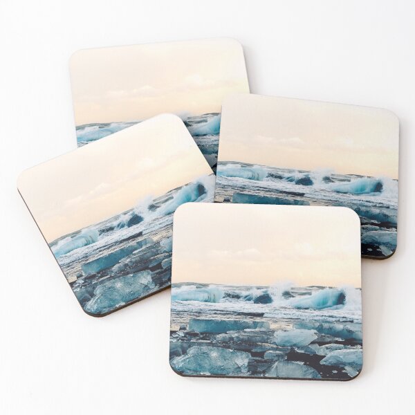Item preview, Waves Crashing on the Ice of Diamond Beach, Iceland at Sunset designed and sold by Carrie Lyman Photography.