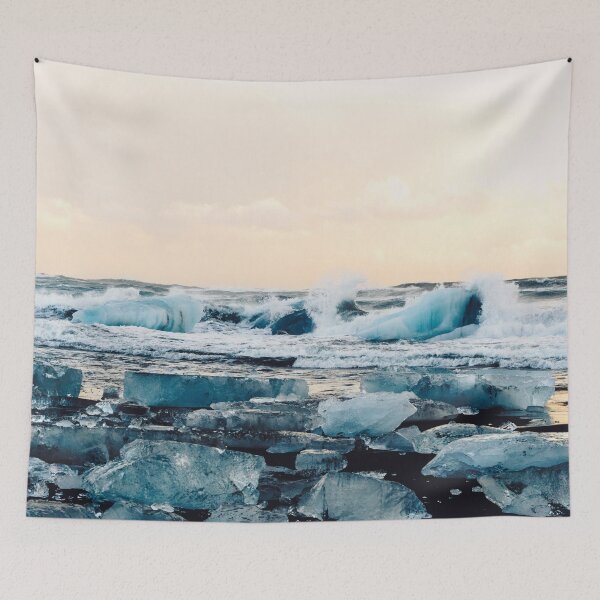 Item preview, Waves Crashing on the Ice of Diamond Beach, Iceland at Sunset designed and sold by Carrie Lyman Photography.