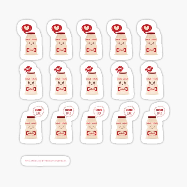 Vista previa del artículo con la obra «Lindo juego de pegatinas con forma de bebida de yogur», diseñado y vendido por the dragon  shop.