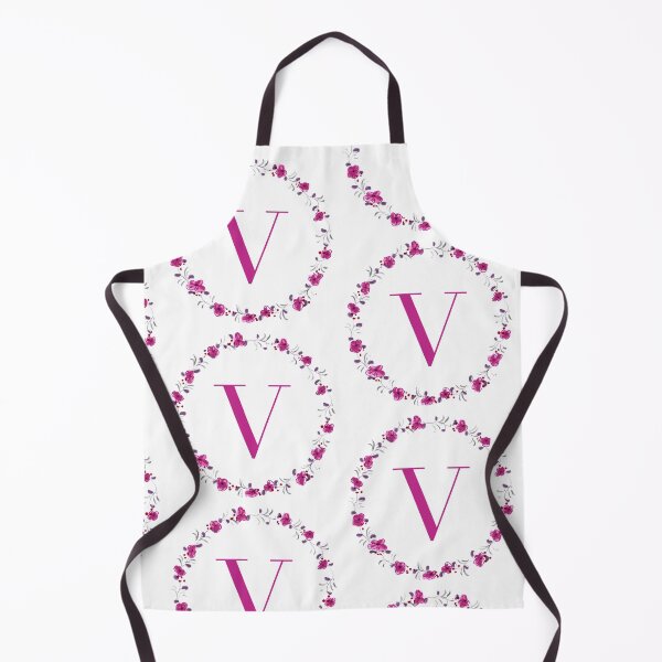 Item preview, Letter V monogram with fuchsia colored flowers and leaves designed and sold by Createlikeamom.
