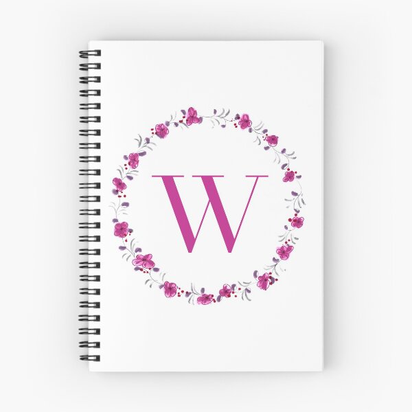 Item preview, Letter W monogram with fuchsia colored flowers and leaves designed and sold by Createlikeamom.