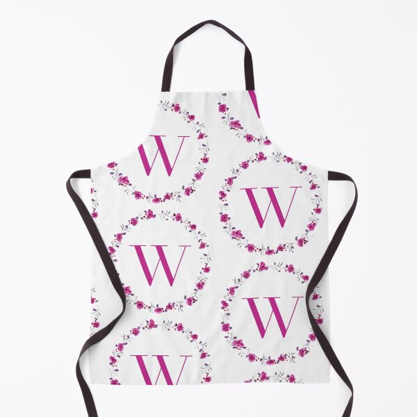 Item preview, Letter W monogram with fuchsia colored flowers and leaves designed and sold by Createlikeamom.