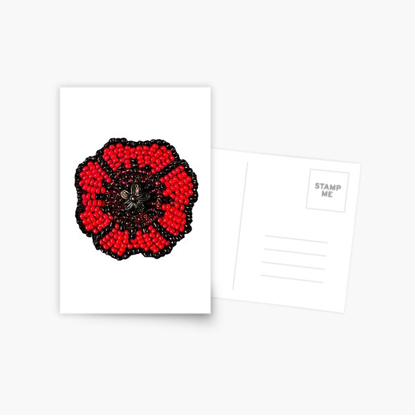 Metis Beaded Poppy Postcard