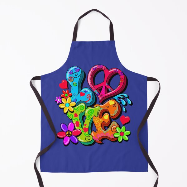 Item preview, LOVE retro hippie design with flowers, hearts, peace signs designed and sold by TeeThePeople.