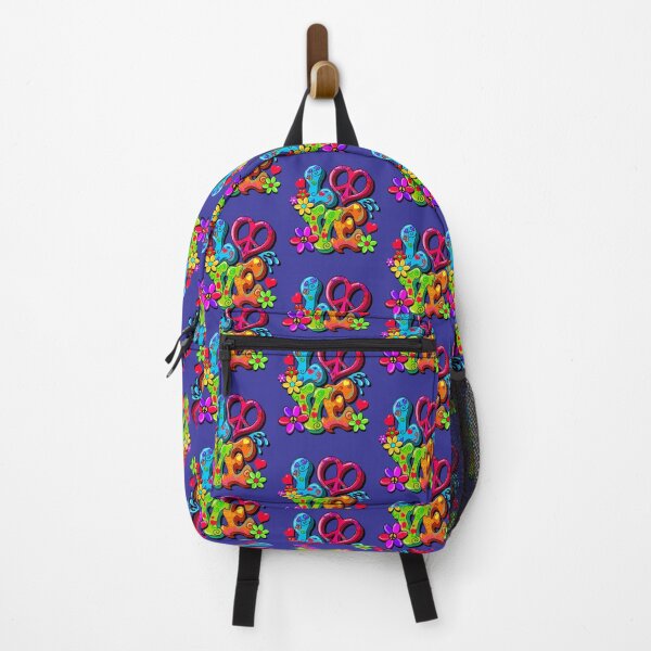 Item preview, LOVE retro hippie design with flowers, hearts, peace signs designed and sold by TeeThePeople.