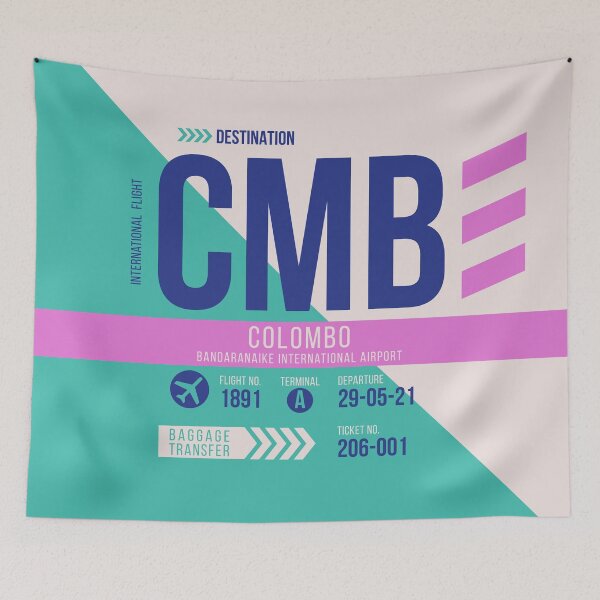 Item preview, Colombo (CMB) Airport Code Baggage Tag designed and sold by SLAG-Creative.