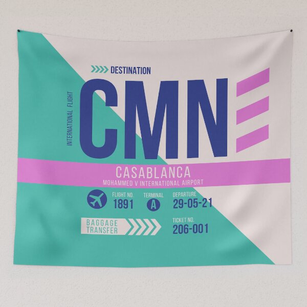 Item preview, Casablanca (CMN) Airport Code Baggage Tag designed and sold by SLAG-Creative.