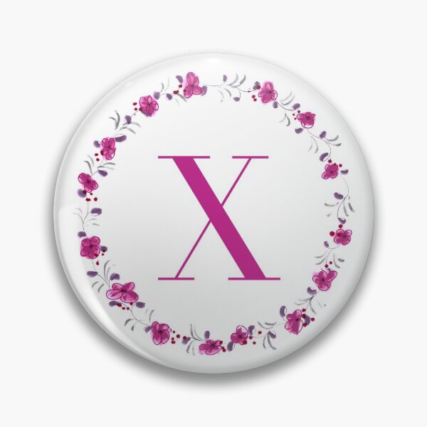 Item preview, Letter X monogram with fuchsia colored flowers and leaves designed and sold by Createlikeamom.