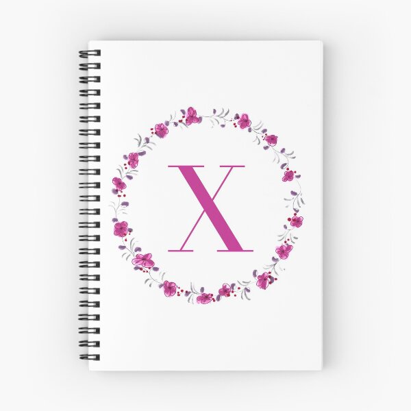 Item preview, Letter X monogram with fuchsia colored flowers and leaves designed and sold by Createlikeamom.