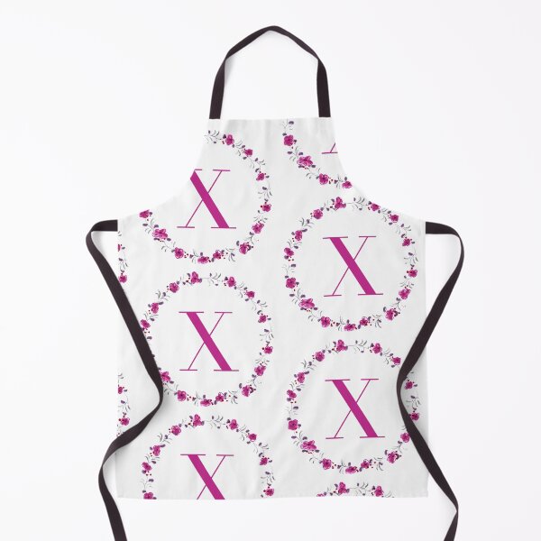 Item preview, Letter X monogram with fuchsia colored flowers and leaves designed and sold by Createlikeamom.
