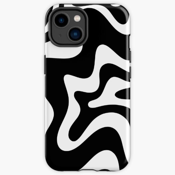 Liquid Swirl Retro Abstract Pattern in Black and White iPhone Tough Case