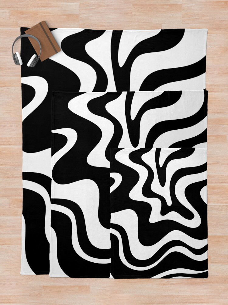 Alternate view of Liquid Swirl Retro Abstract Pattern in Black and White Throw Blanket