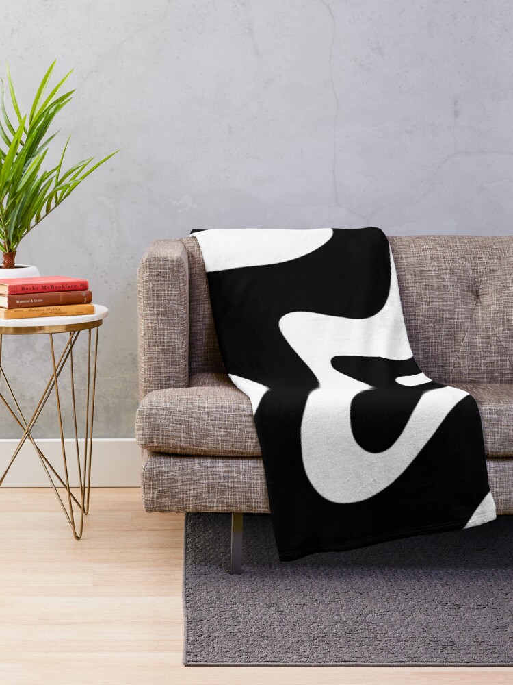 Alternate view of Liquid Swirl Retro Abstract Pattern in Black and White Throw Blanket