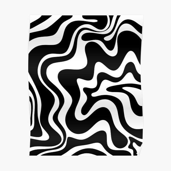 "Liquid Swirl Retro Abstract Pattern In Black And White" Poster For ...